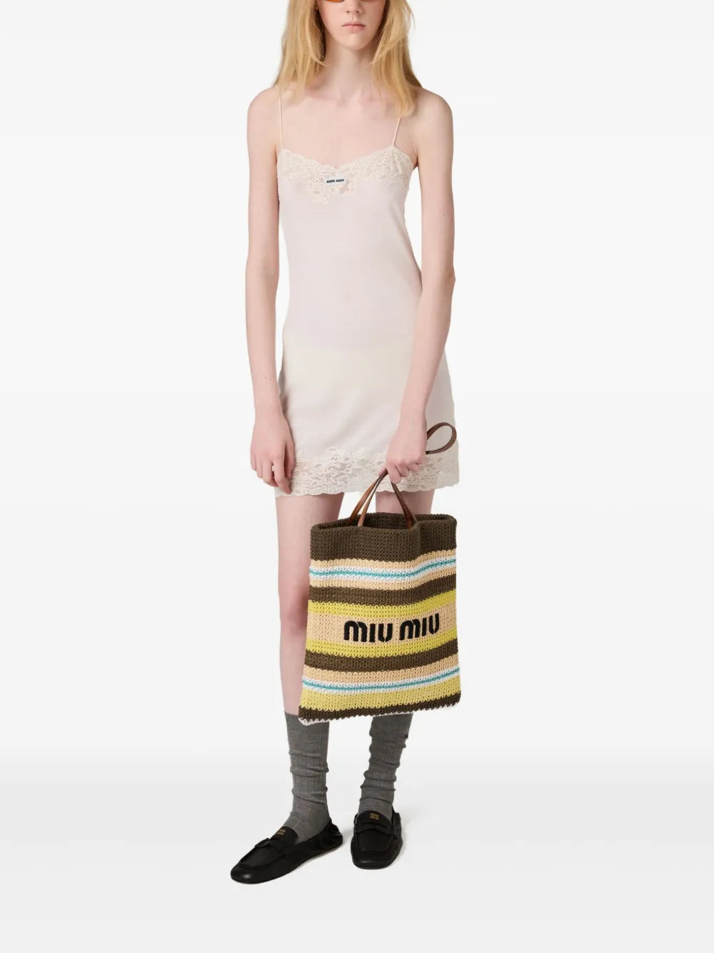striped crochet tote bag