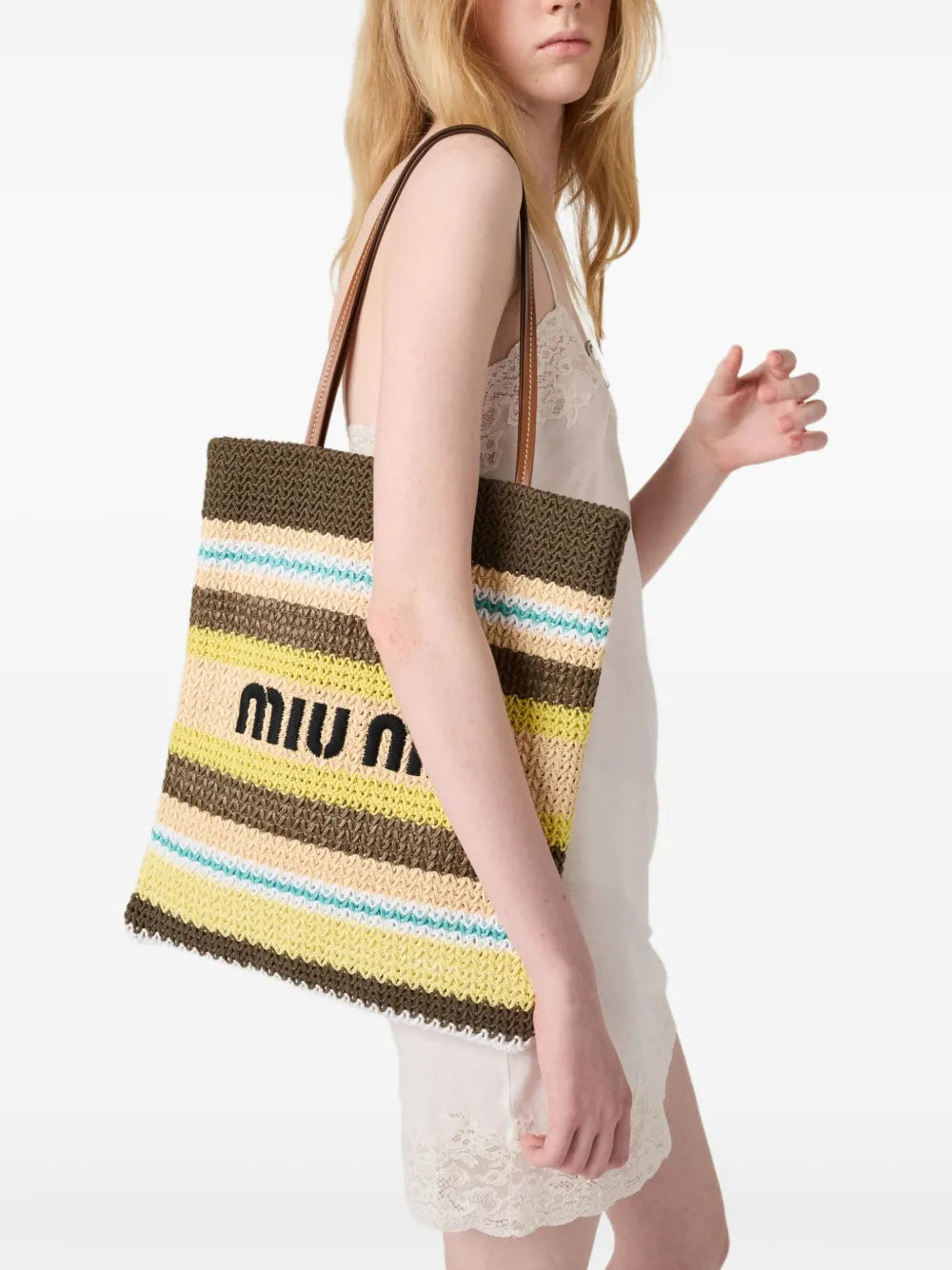 striped crochet tote bag