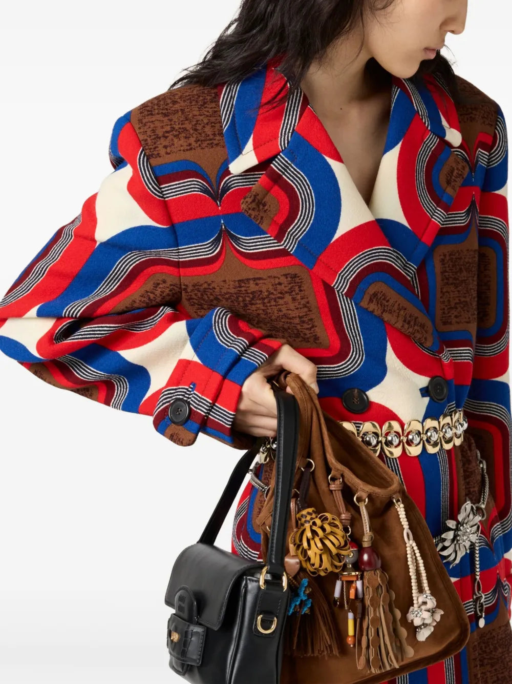 Trick suede tote bag