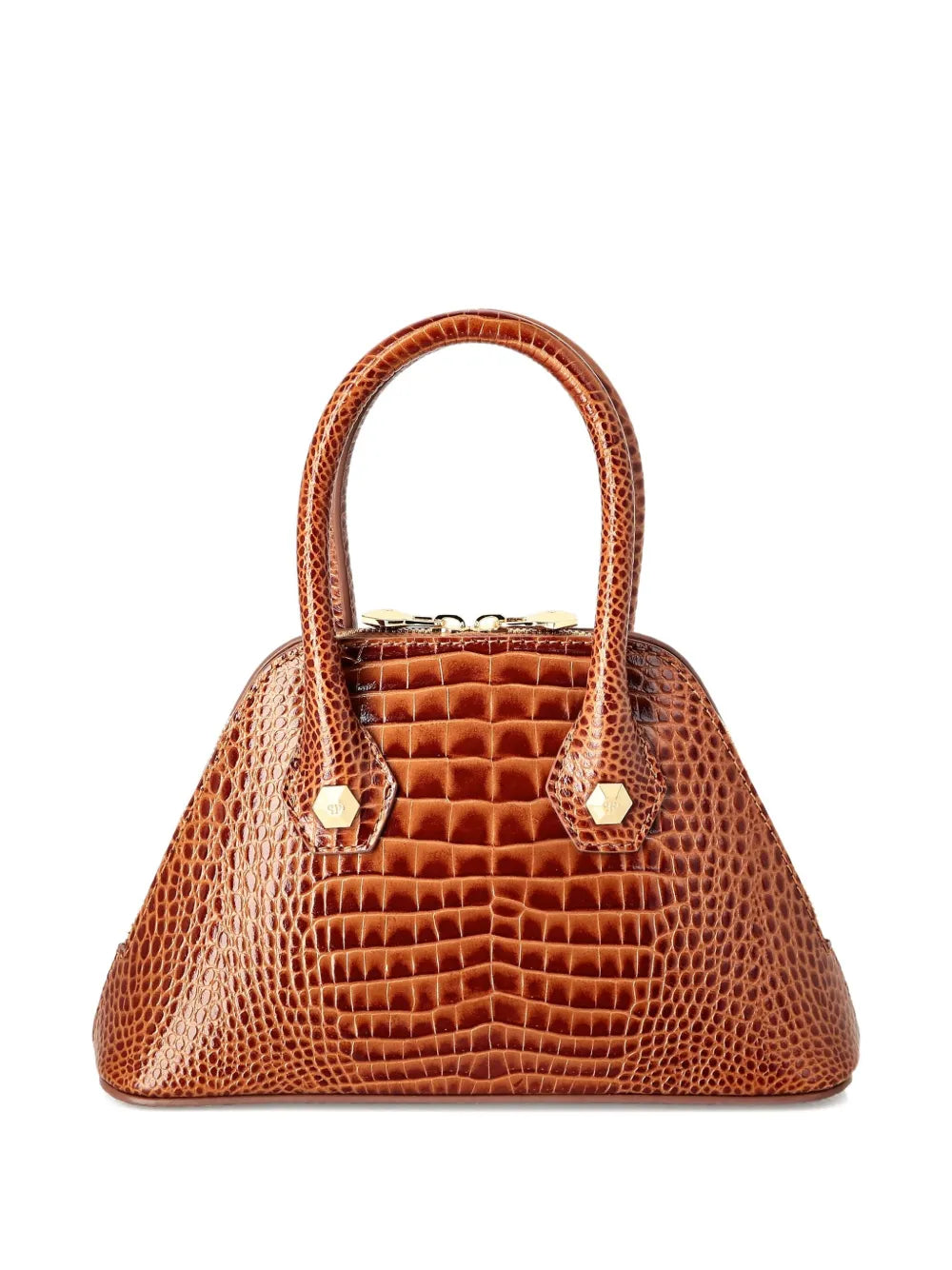 crocodile-effect top-handle tote bag