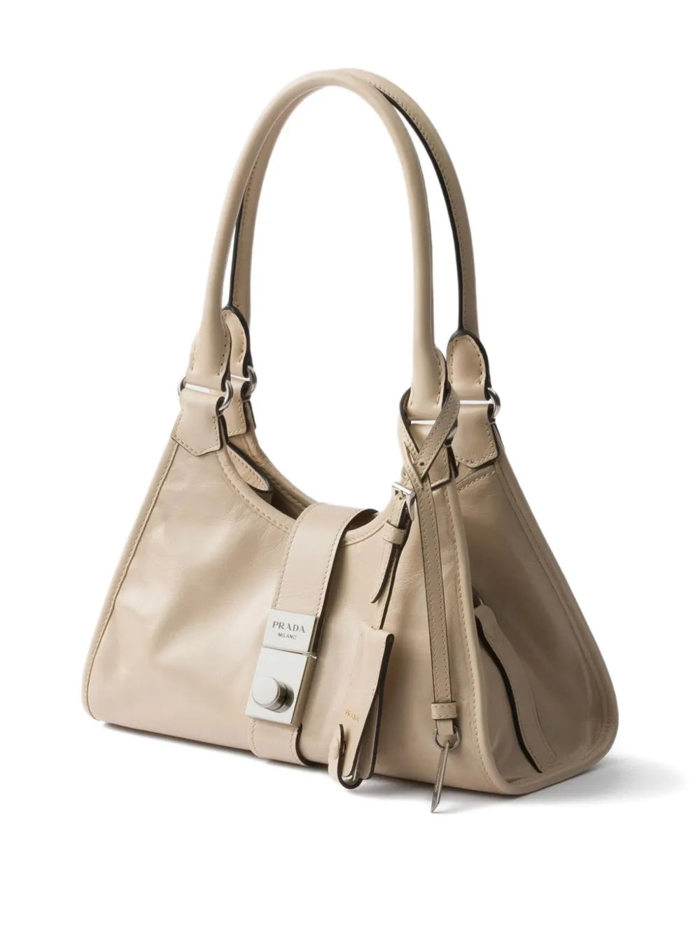small leather push-lock tote bag