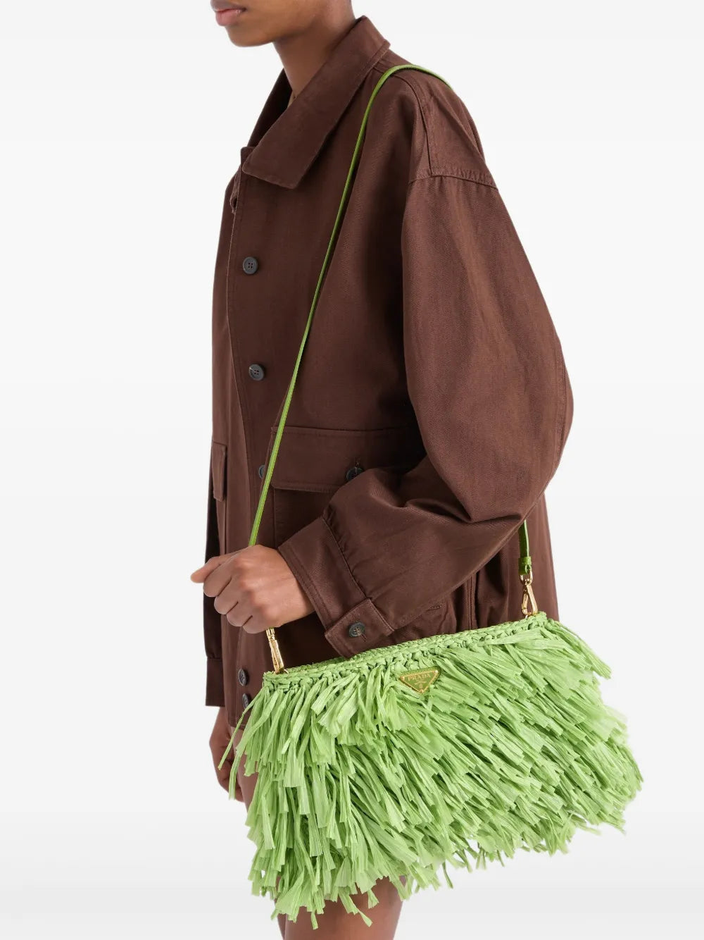 medium fringed crochet clutch bag