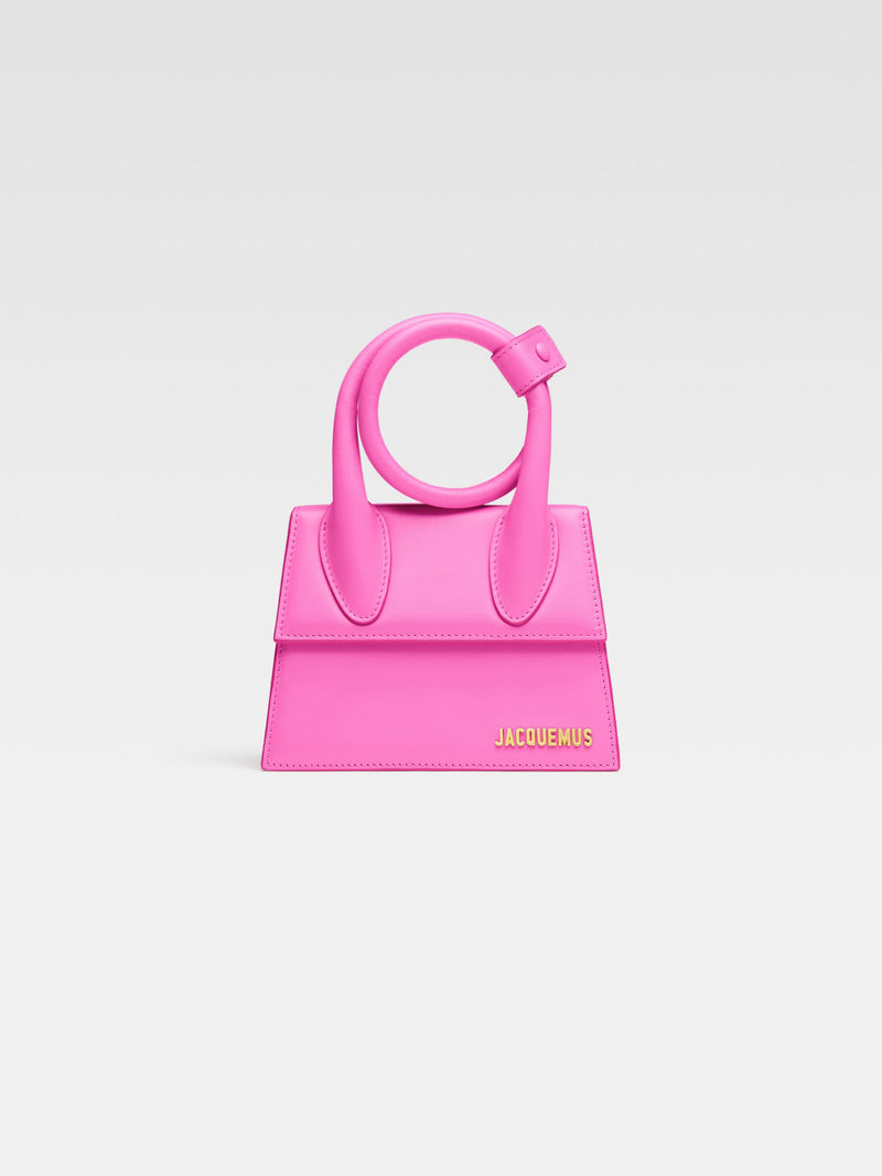 Jacquemus The Knot Chiquito Smooth Leather Structured Bag Neon Pink