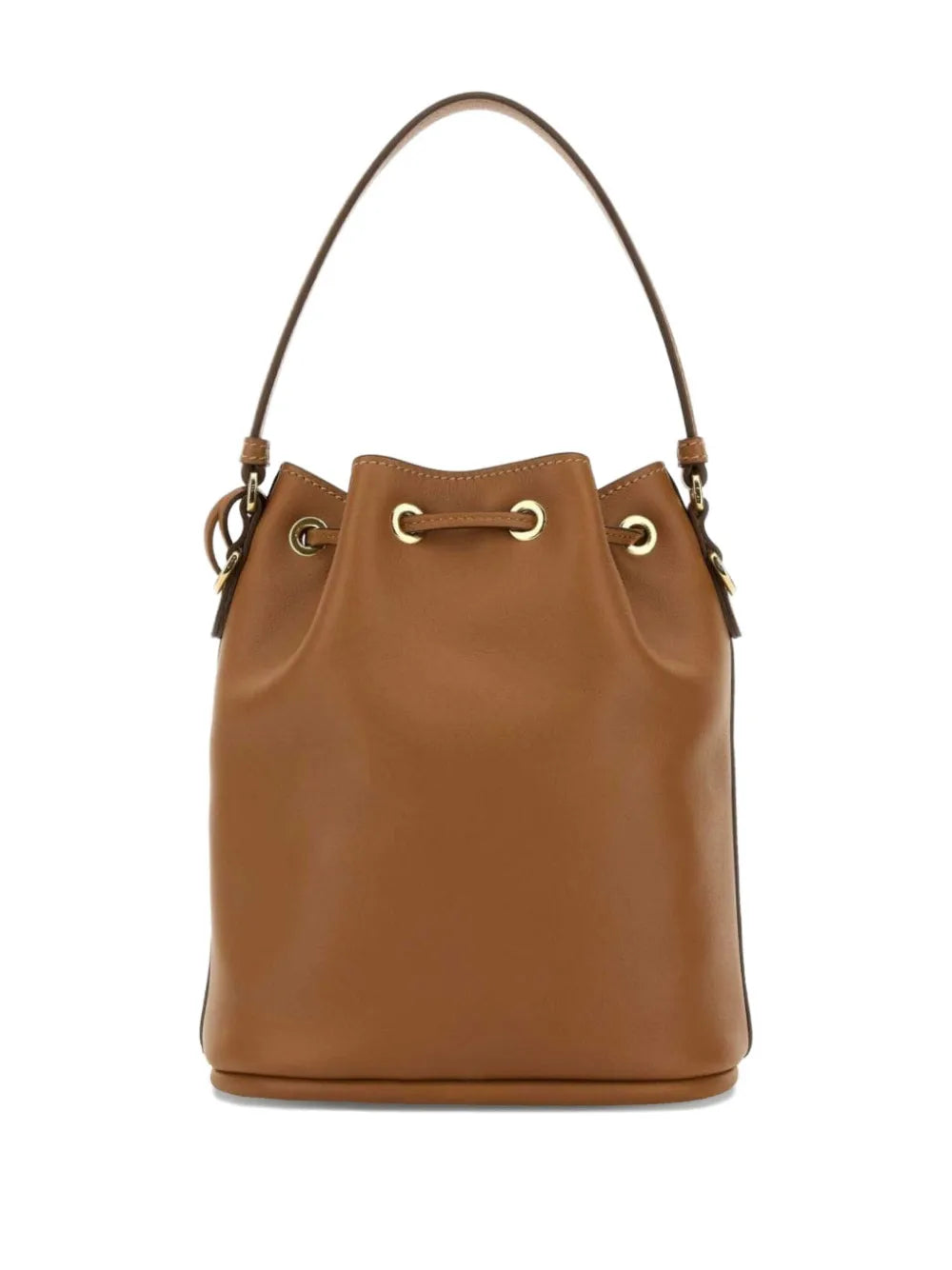 drawstring leather bucket bag