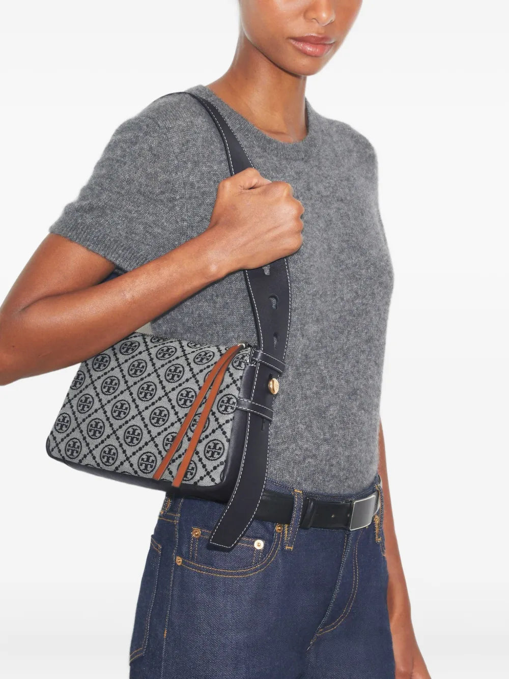 small Romy T Monogram shoulder bag