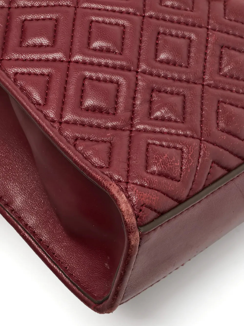 pre-owned diamond-quilting leather shoulder bag