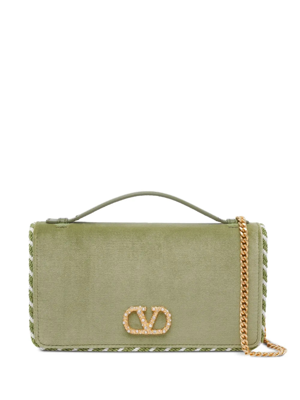 small VLogo Signature velvet clutch bag