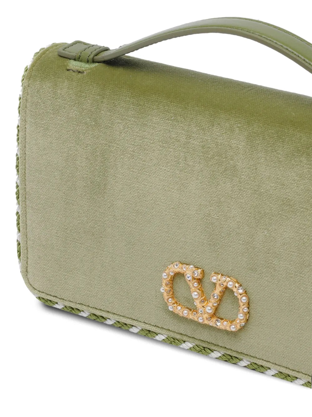 small VLogo Signature velvet clutch bag