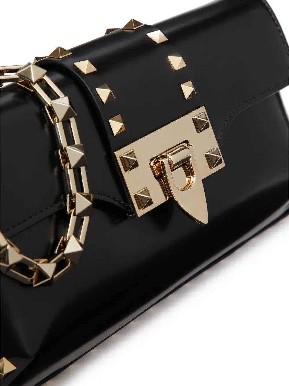 Rockstud brushed-leather shoulder bag