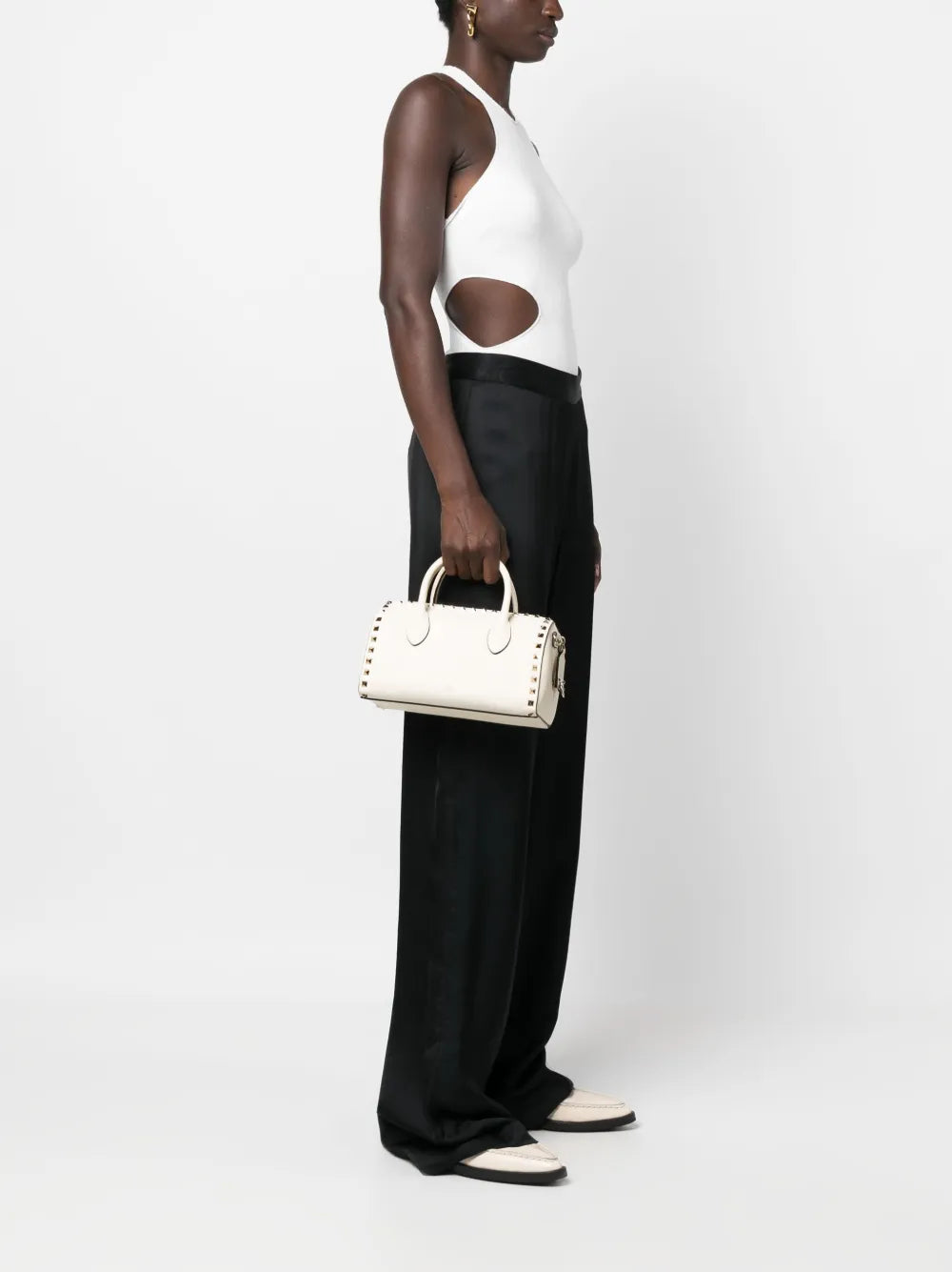 Rockstud leather tote bag