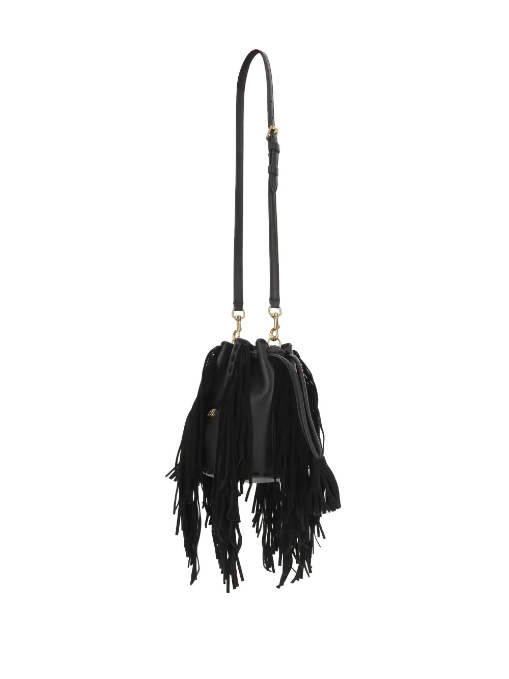 fringed leather shoulder bag
