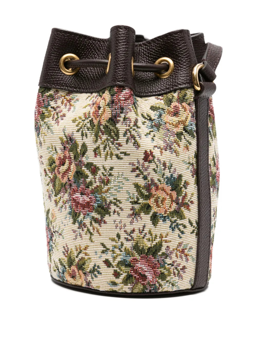 floral-motif drawstring bucket bag