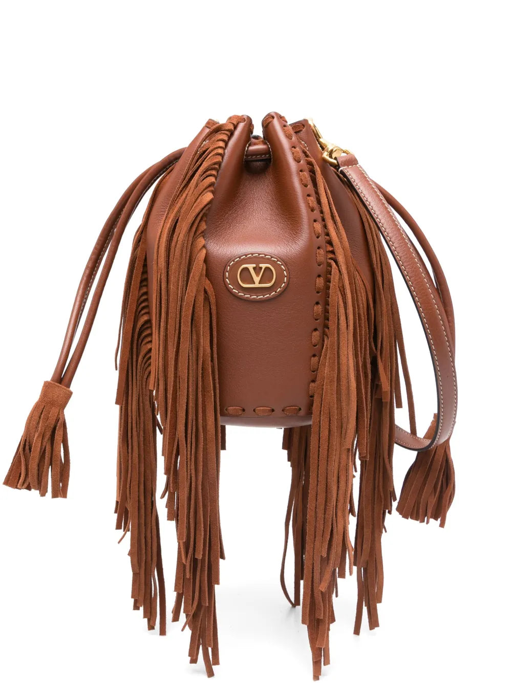 fringed leather shoulder bag