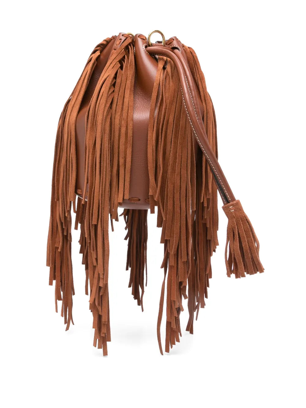 fringed leather shoulder bag