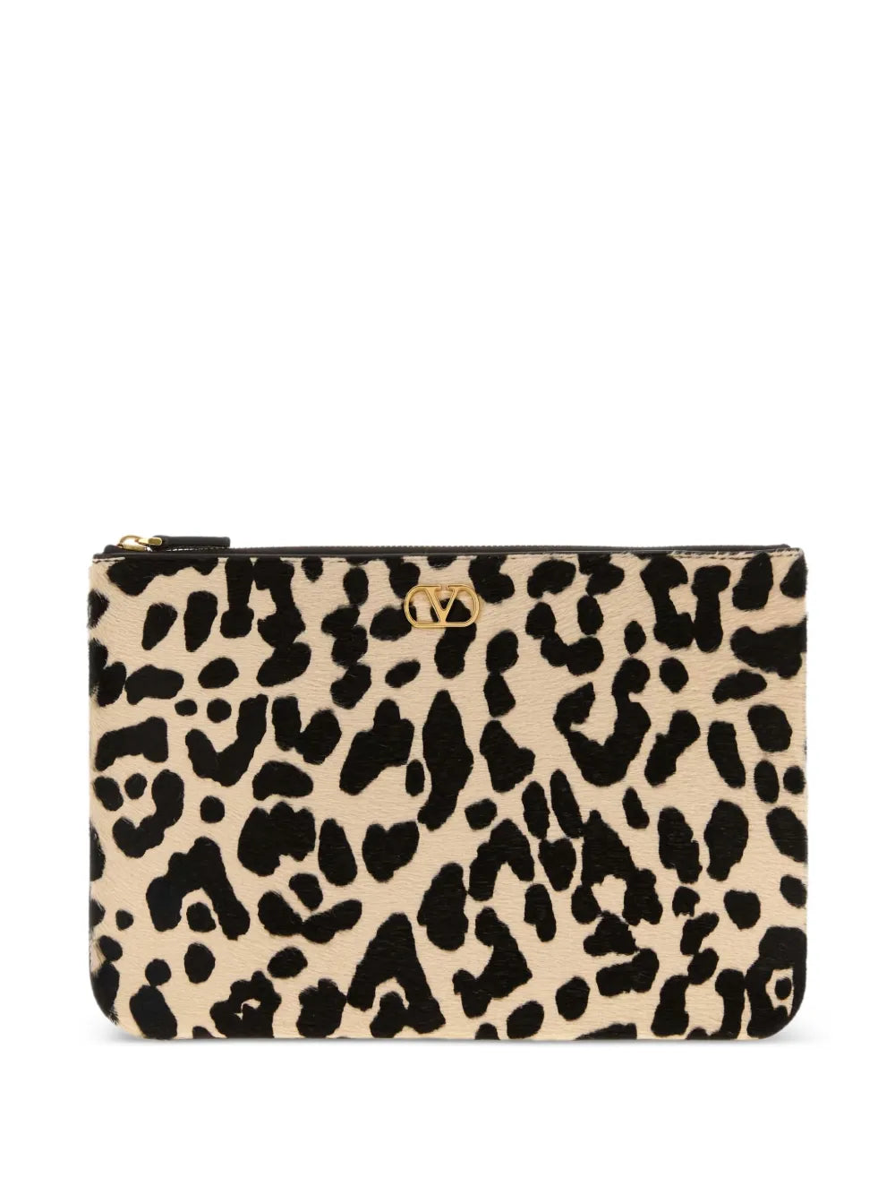 VLogo leopard-print clutch bag