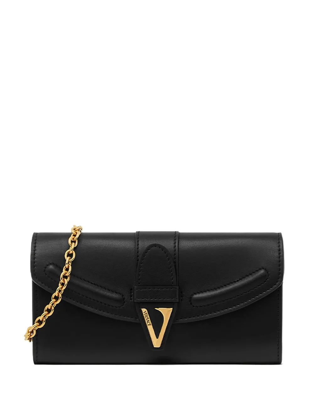 V-logo chain clutch bag