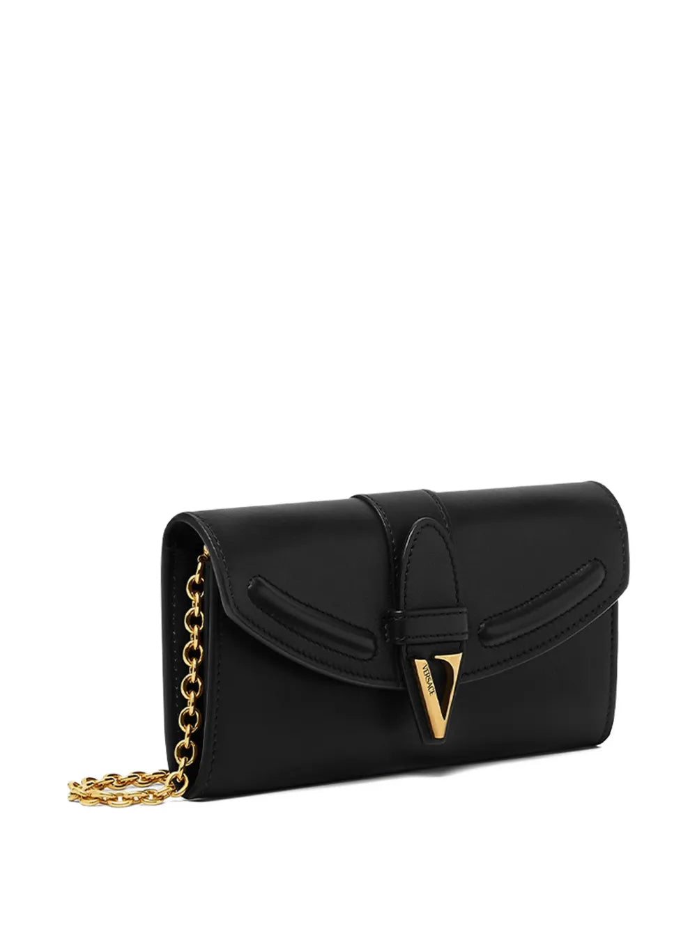 V-logo chain clutch bag