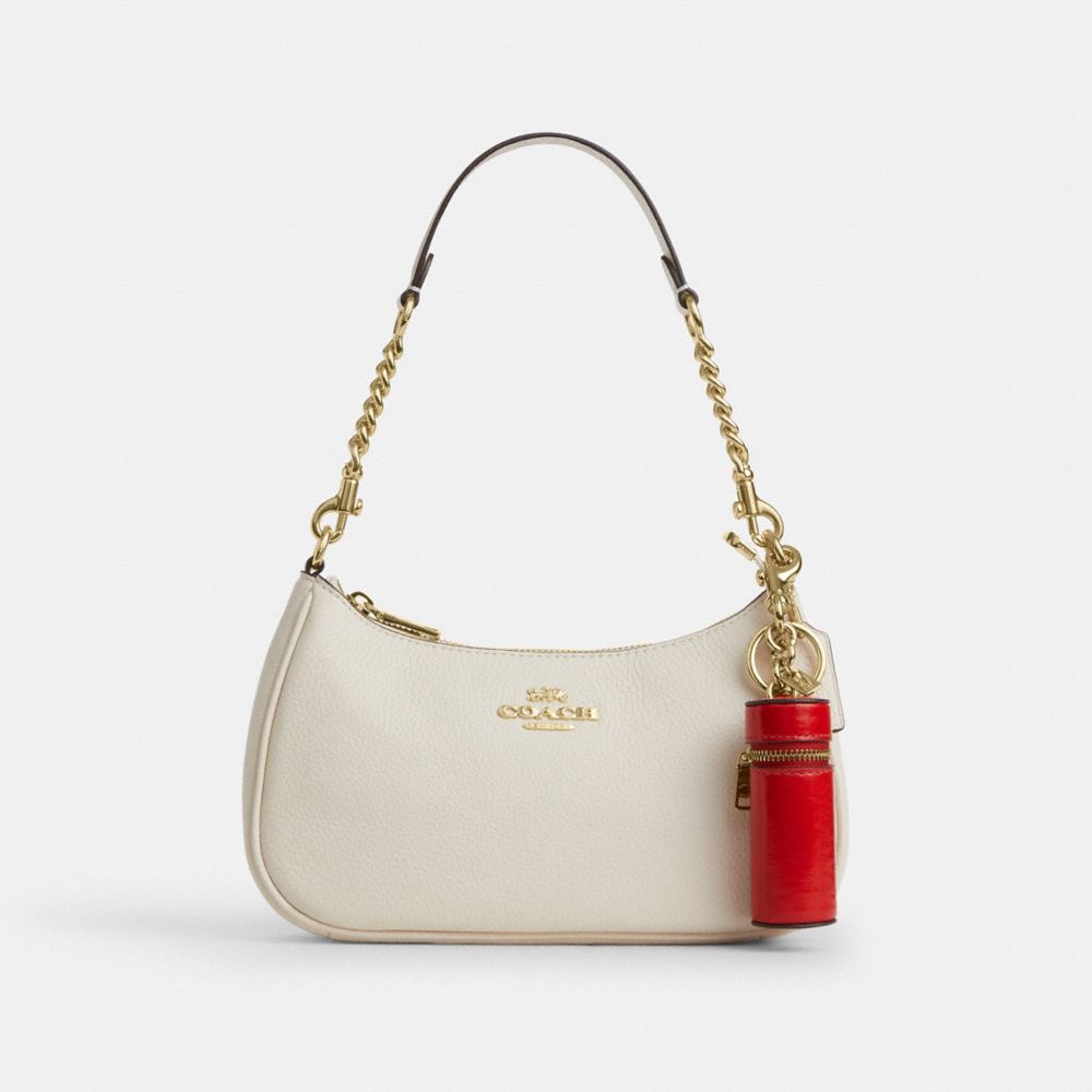 Coach Lipstick Case Bag Charm Gold Bright Cherry