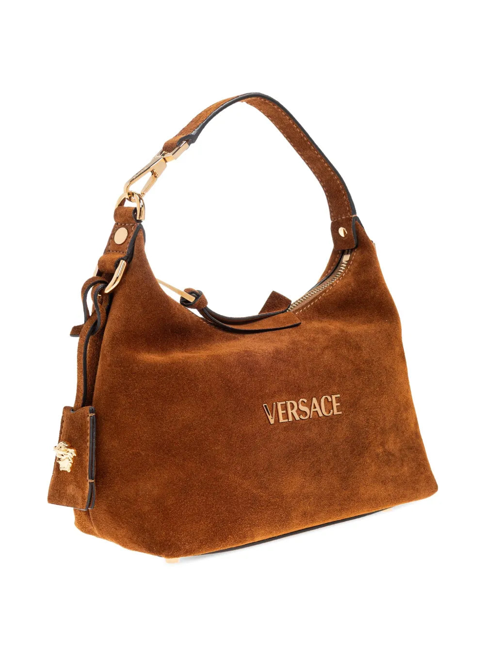 logo-lettering suede tote bag
