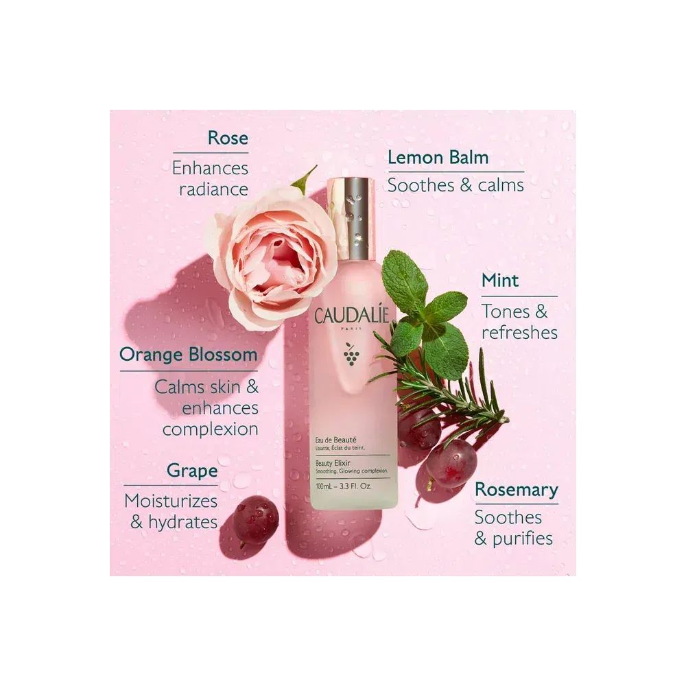 Caudalie Beauty Elixir Prep, Set Makeup, Glow - Travel Size