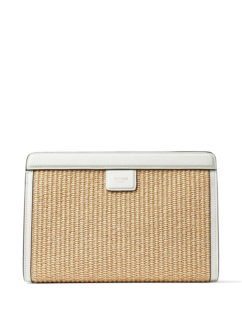 Avenue logo-embroidered woven clutch