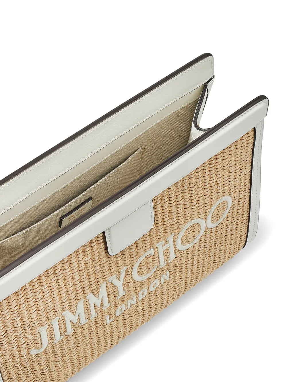 Avenue logo-embroidered woven clutch