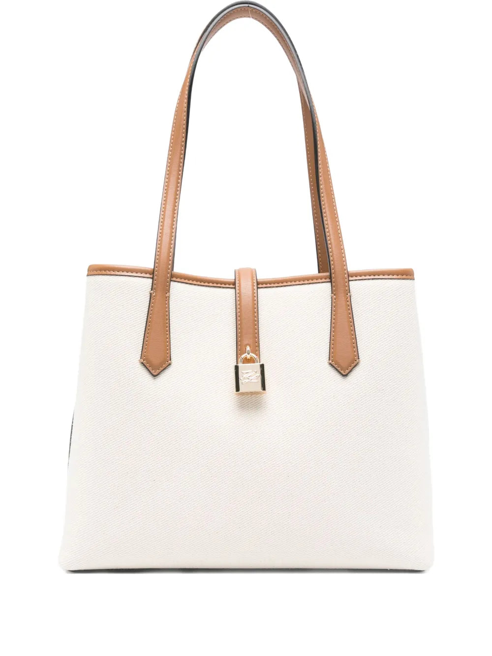 padlock leather-trimmed tote bag