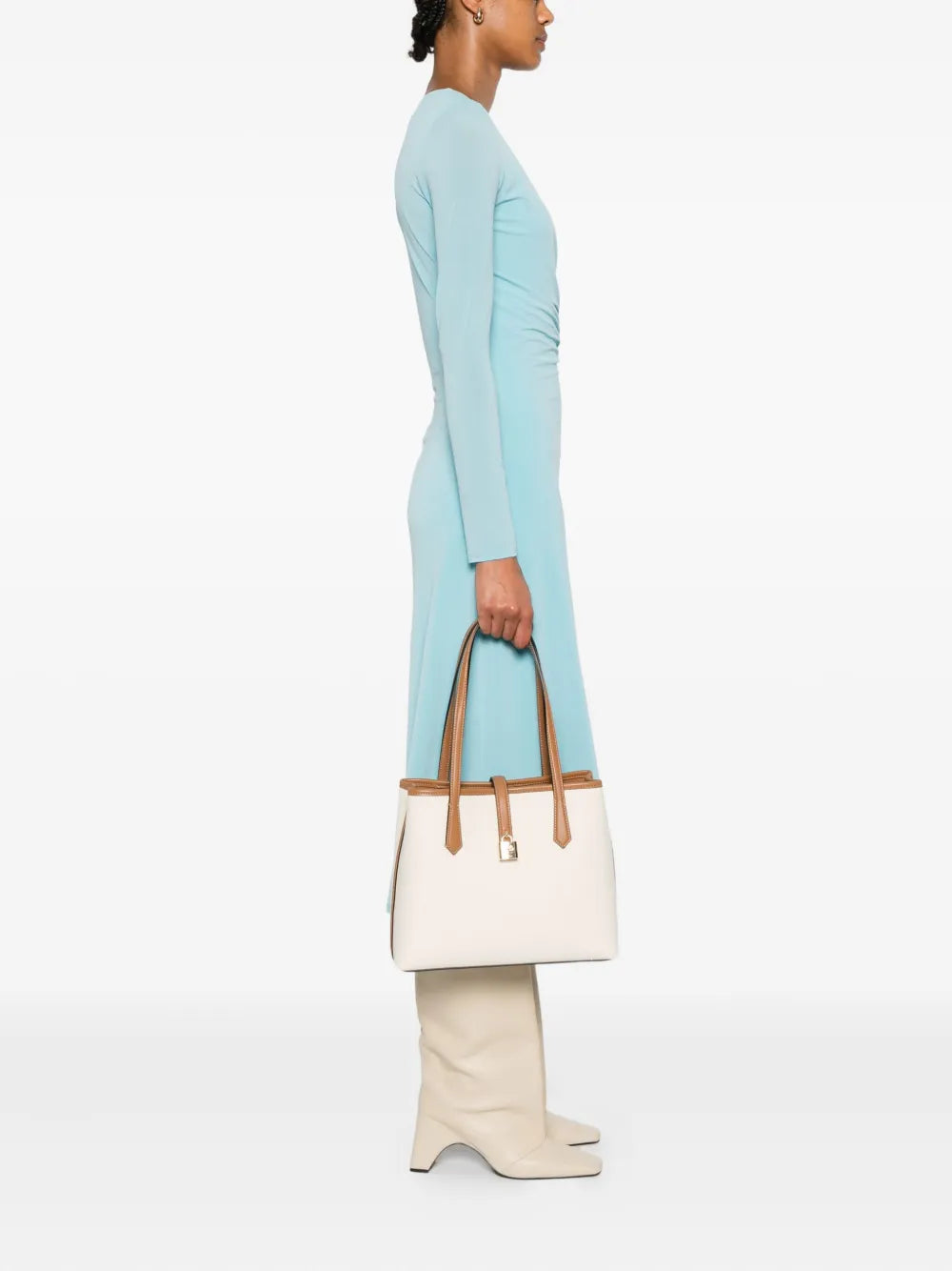 padlock leather-trimmed tote bag