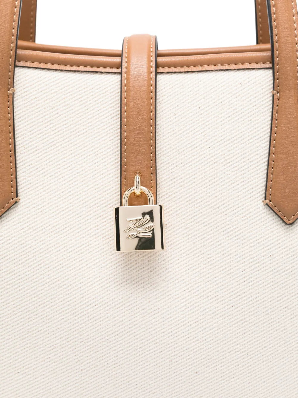 padlock leather-trimmed tote bag
