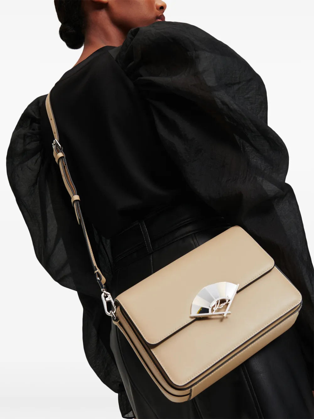 Signature Fan leather crossbody bag