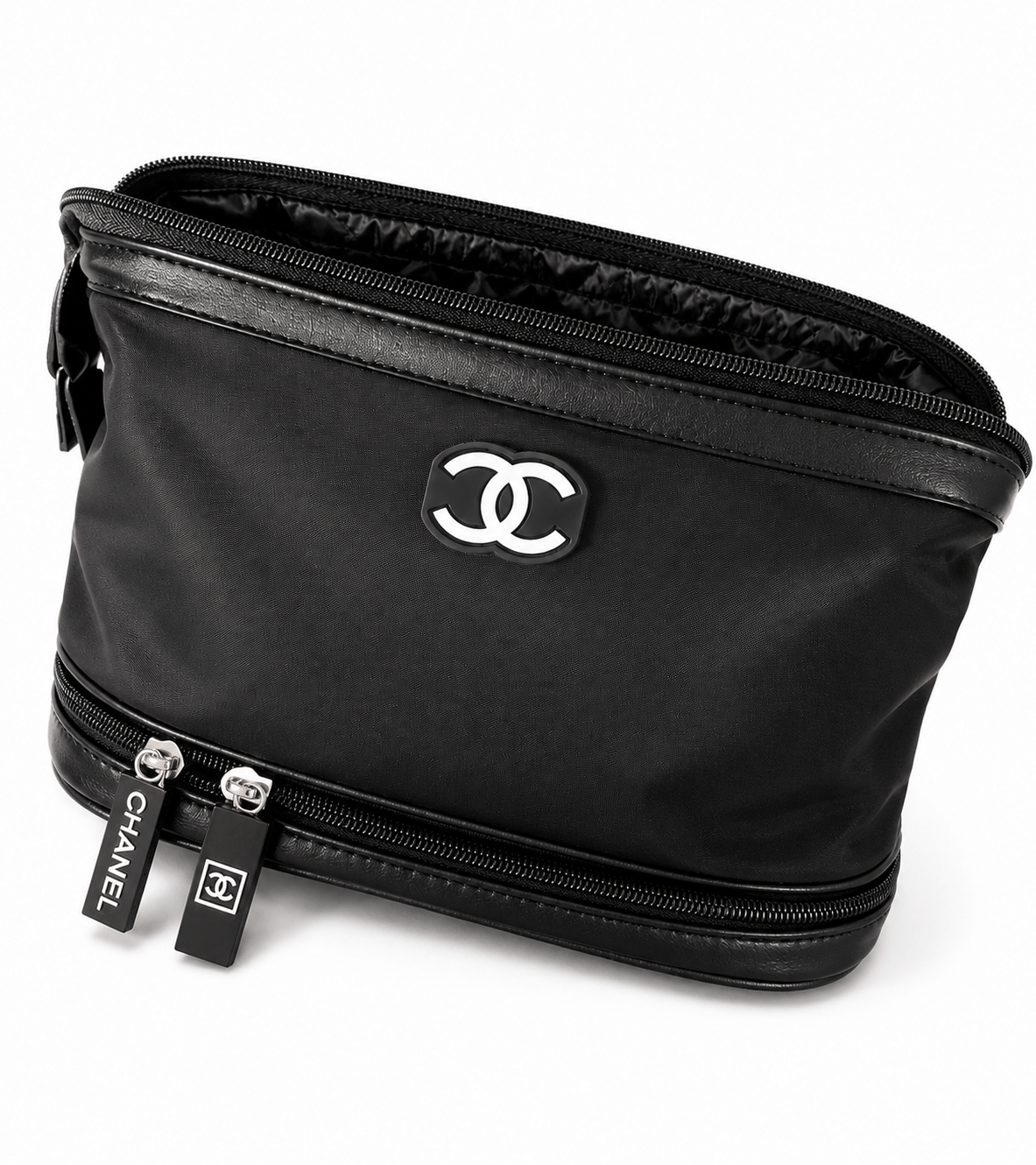 CHANEL Beauty VIP Gift Black Toiletry Bag Wet Dry Zip Travel Cosmetic Pouch