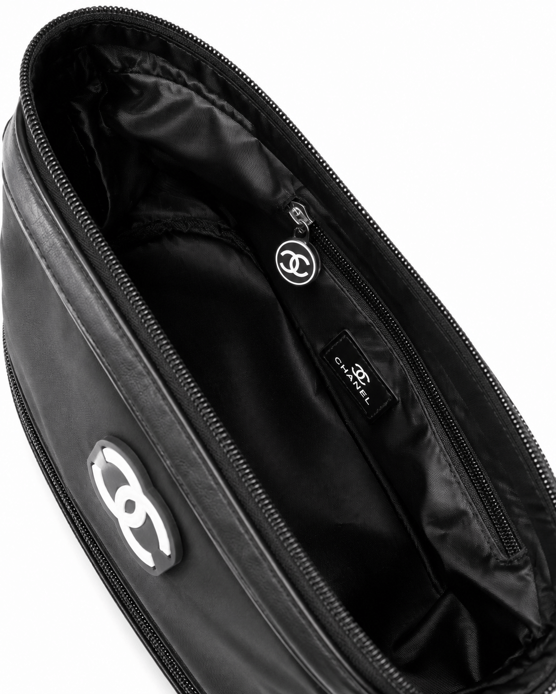 CHANEL Beauty VIP Gift Black Toiletry Bag Wet Dry Zip Travel Cosmetic Pouch
