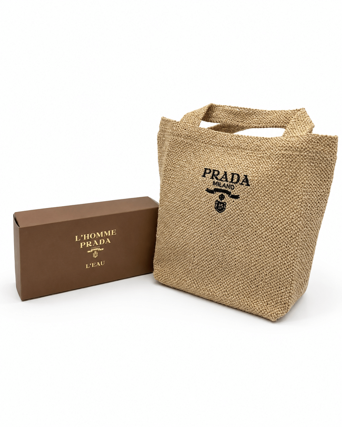 Prada Perfume Raffia Straw VIP Cosmetic Pouch Makeup Bag Toilet Pouch