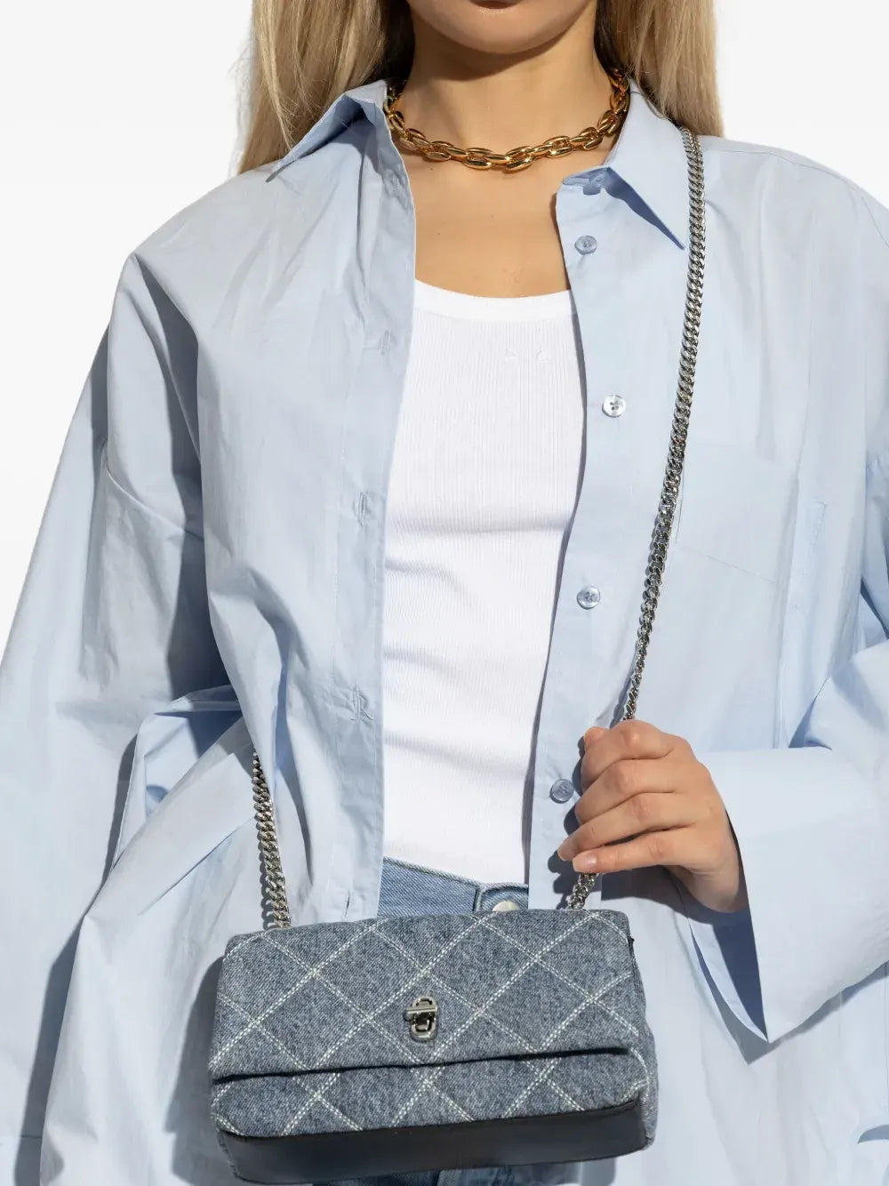 The quilted small Dual chain cross body bag
