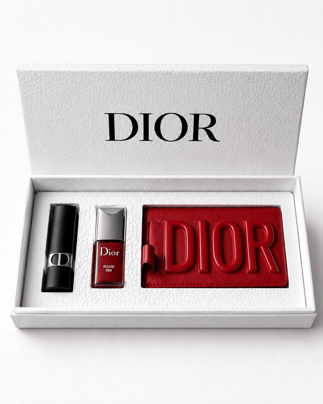 Christian Dior VIP Rouge 999 Travel Coffret Gift Set Mirror Tag Lipstick NIB