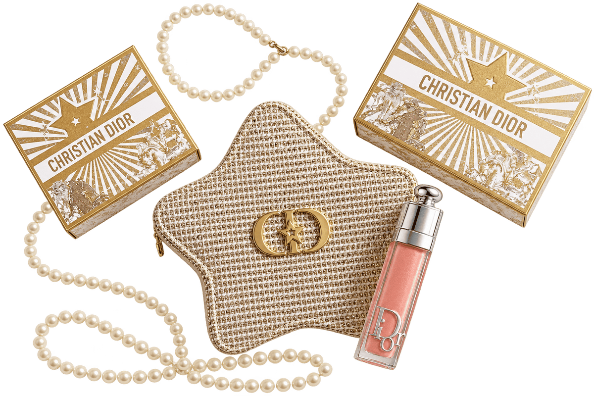DIOR Exclusive Gift Set – Gold Star Pouch + Pink Lip Gloss