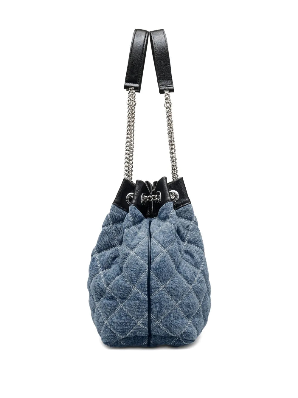The Quilted Denim Large Chain Sack bag
