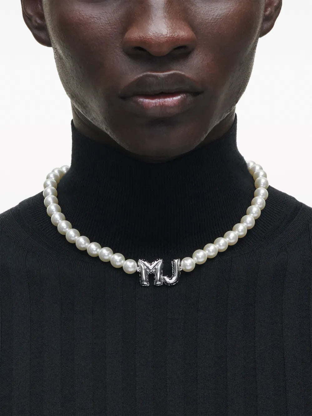 MJ logo-lettering pearl necklace