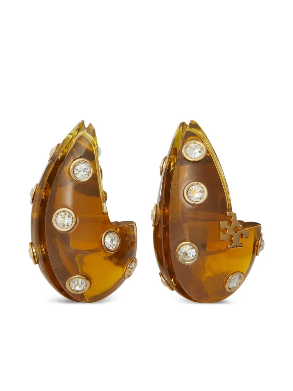 crystal-embellished wave earrings