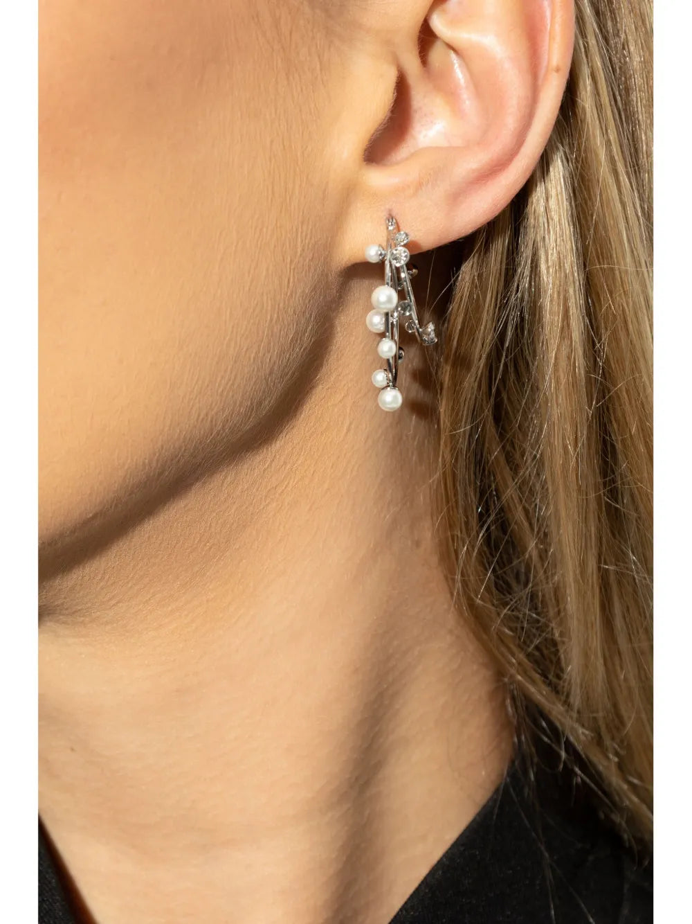 pearl-embellished hoop earrings