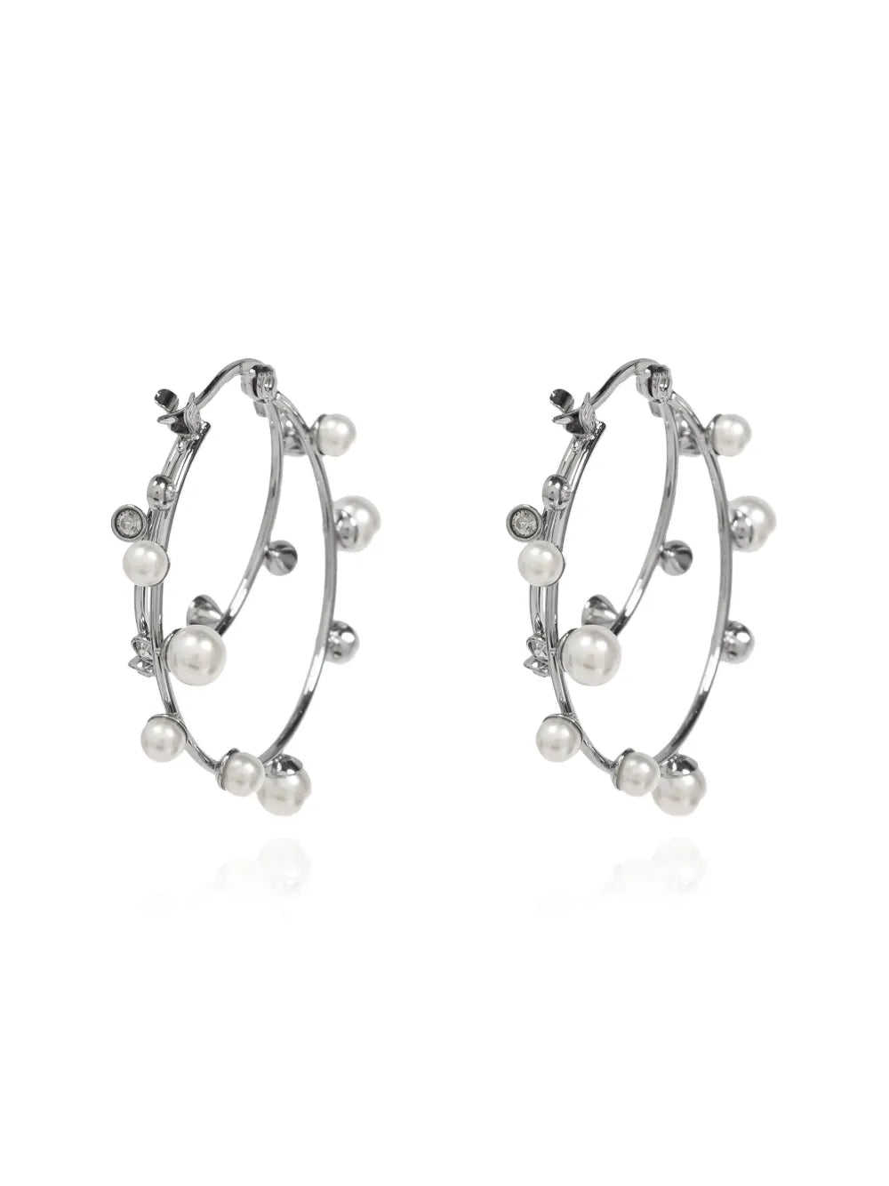 pearl-embellished hoop earrings
