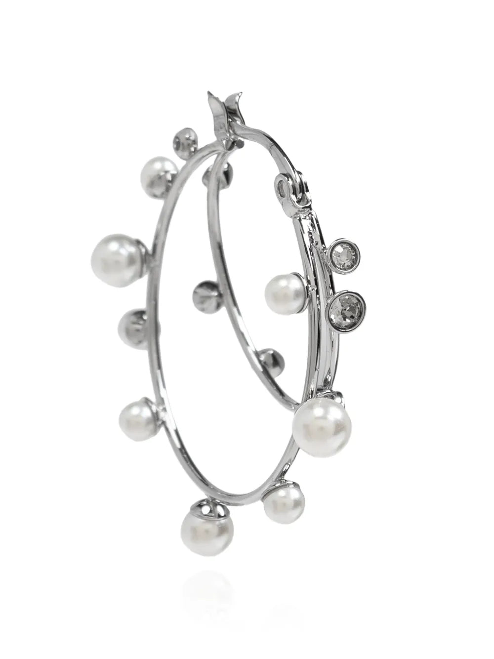 pearl-embellished hoop earrings