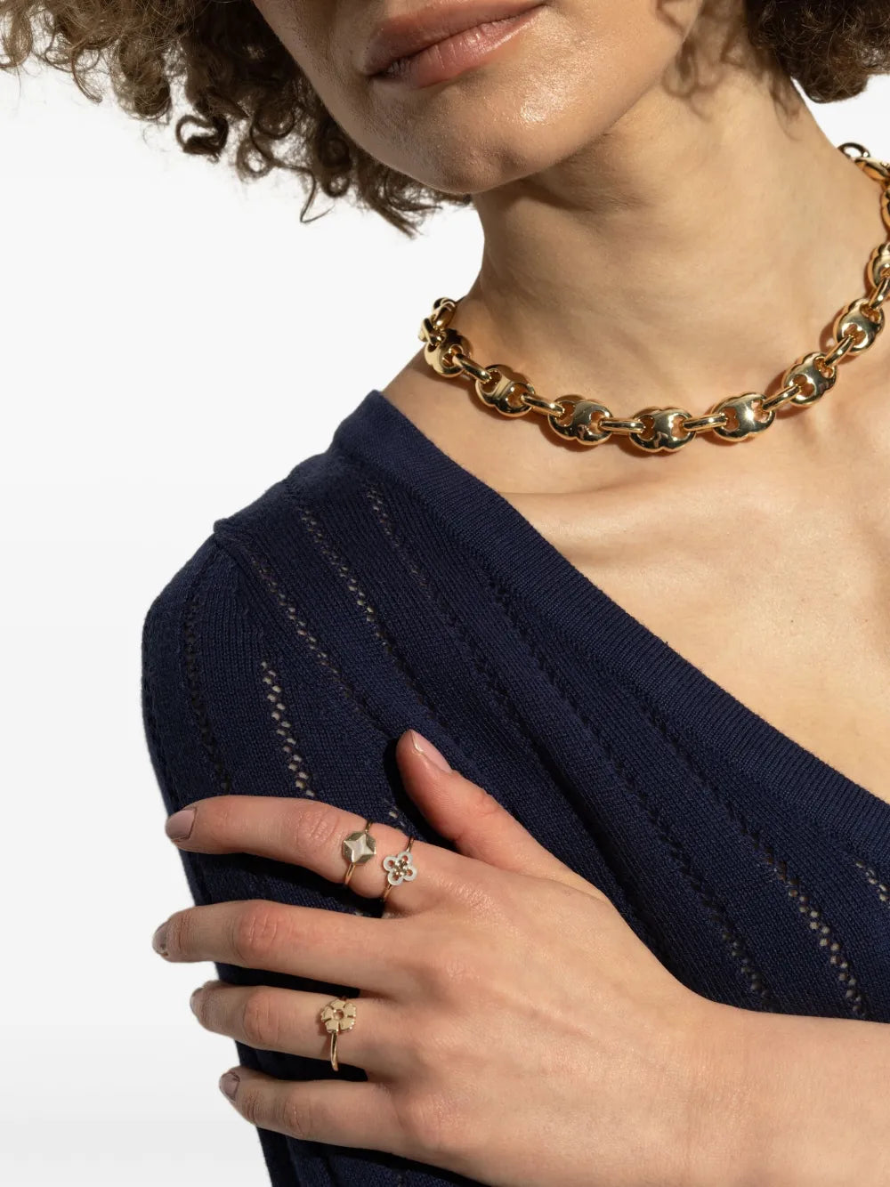 charm-embellished ring (set of three)