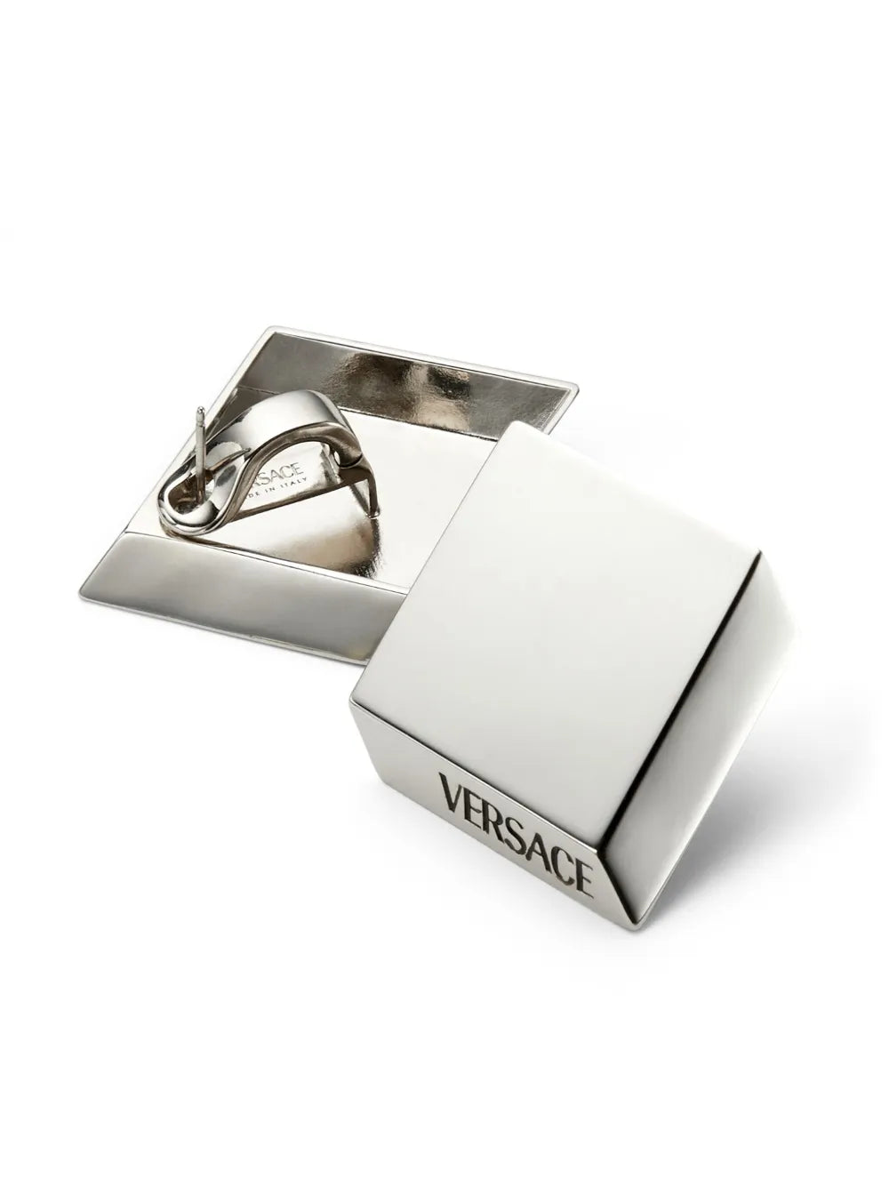 logo-engraved rhombus stud earrings