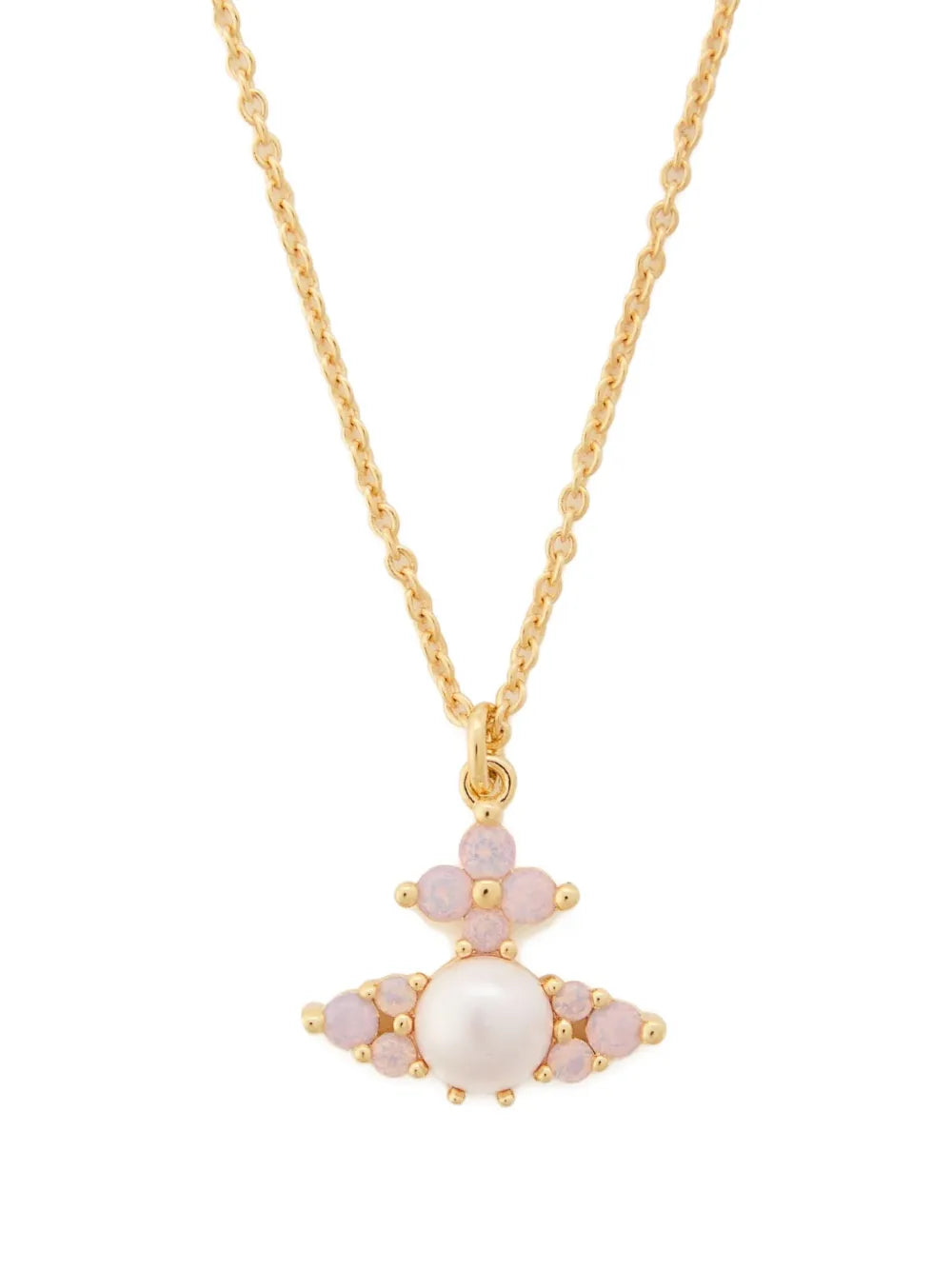 Orb-pearl flower necklace