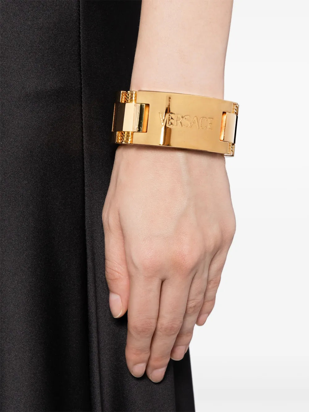logo-engraved metal bracelet