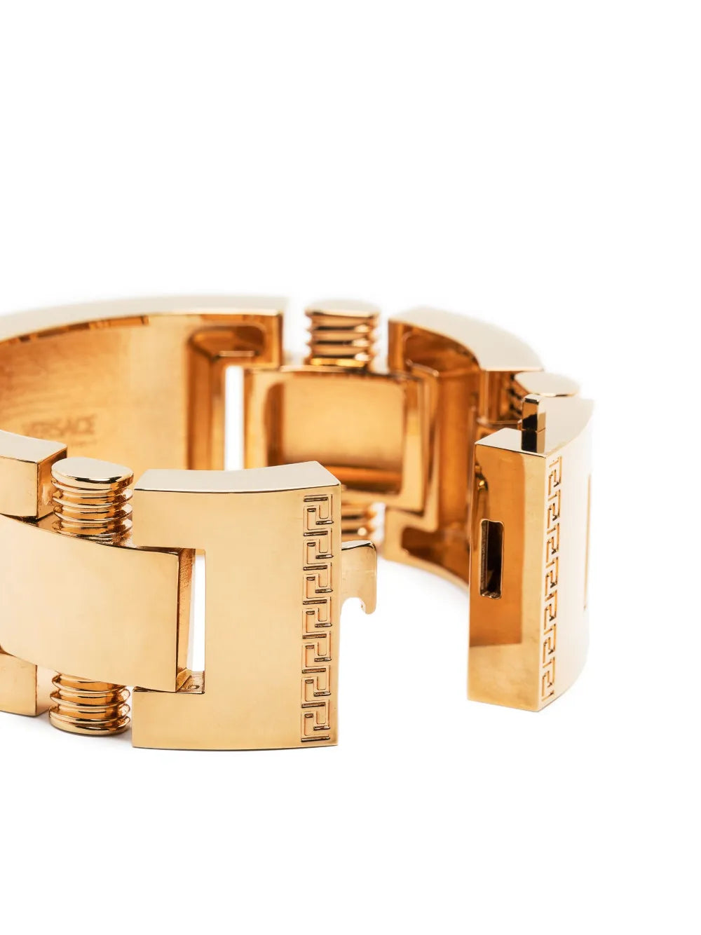 logo-engraved metal bracelet