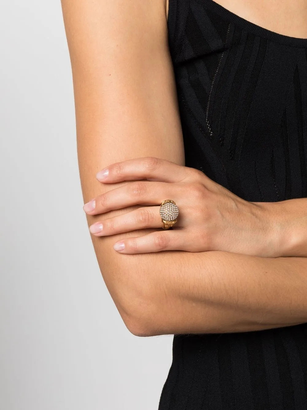 Medusa crystal-embellished ring