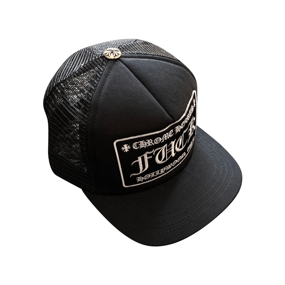 Chrome Hearts FUCK Hollywood Trucker Hat Black