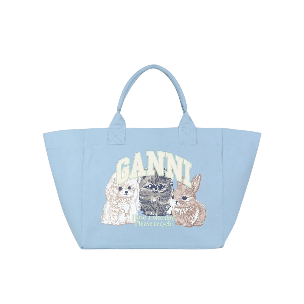 Ganni Blue XXL Animal Print Tote